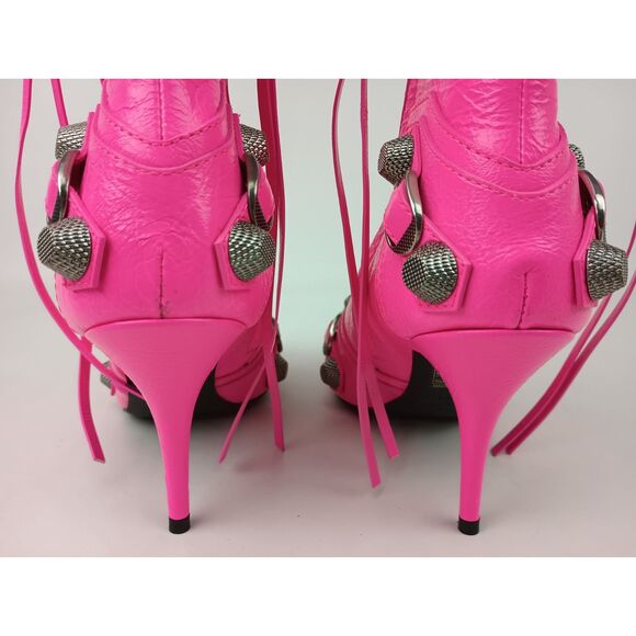 Balenciaga Women's Fluo Pink Cagole Leather Pointed Toe Ankle Boots Size 37 EU - Picture 7 of 8
